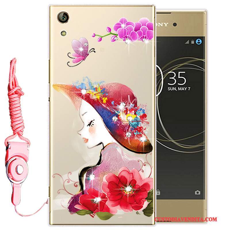 Custodia Sony Xperia L1 Silicone Morbidotelefono, Cover Sony Xperia L1 Strass Oro