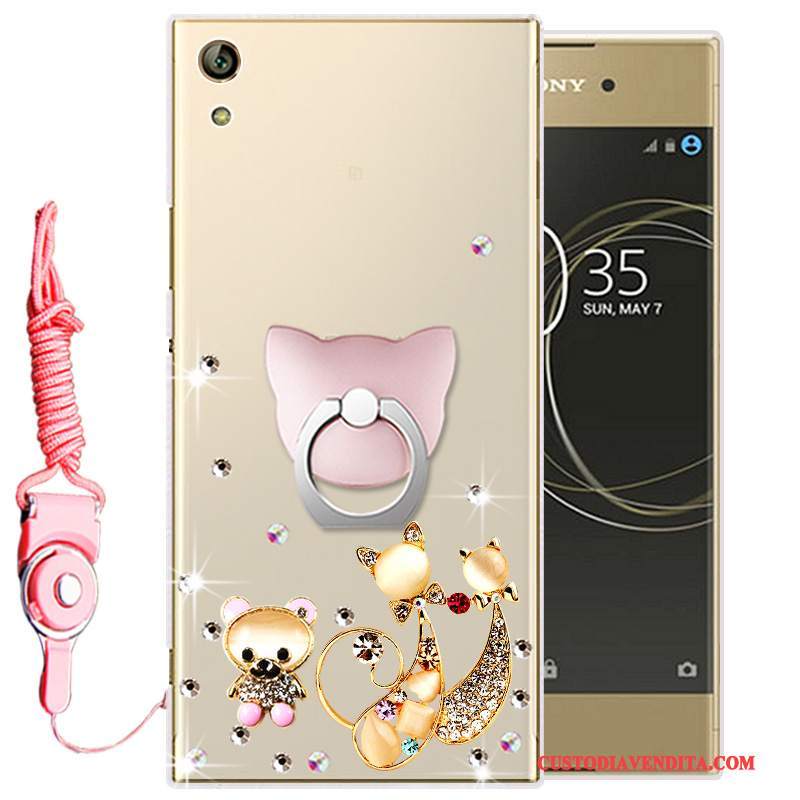 Custodia Sony Xperia L1 Silicone Morbidotelefono, Cover Sony Xperia L1 Strass Oro