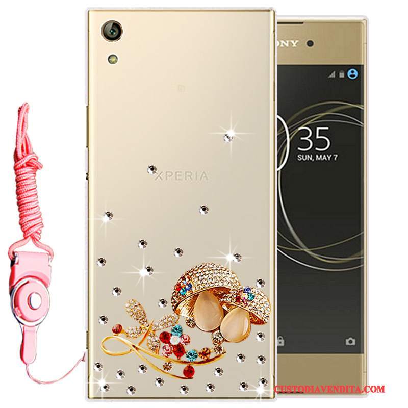 Custodia Sony Xperia L1 Silicone Morbidotelefono, Cover Sony Xperia L1 Strass Oro