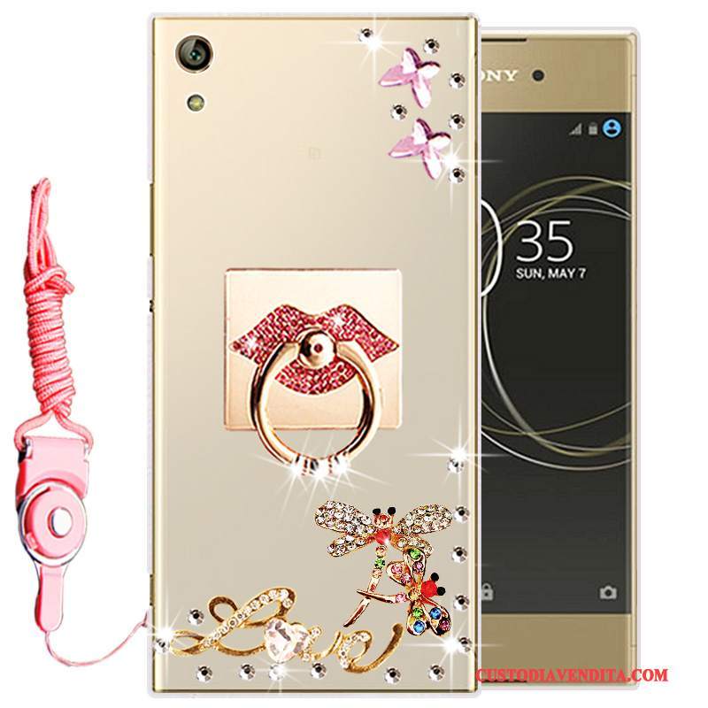 Custodia Sony Xperia L1 Silicone Morbidotelefono, Cover Sony Xperia L1 Strass Oro