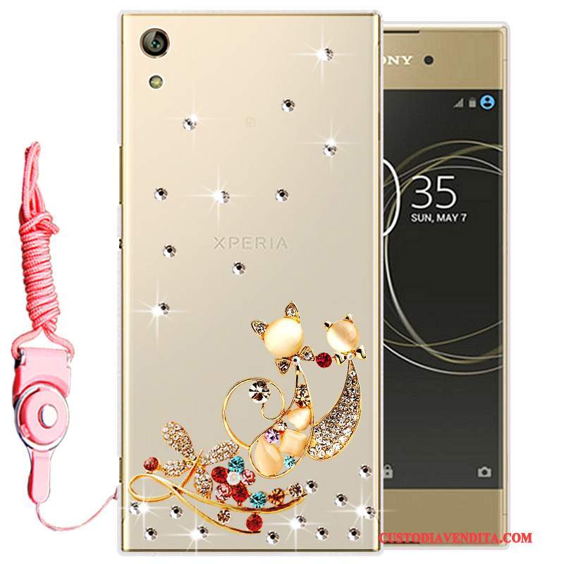 Custodia Sony Xperia L1 Silicone Morbidotelefono, Cover Sony Xperia L1 Strass Oro