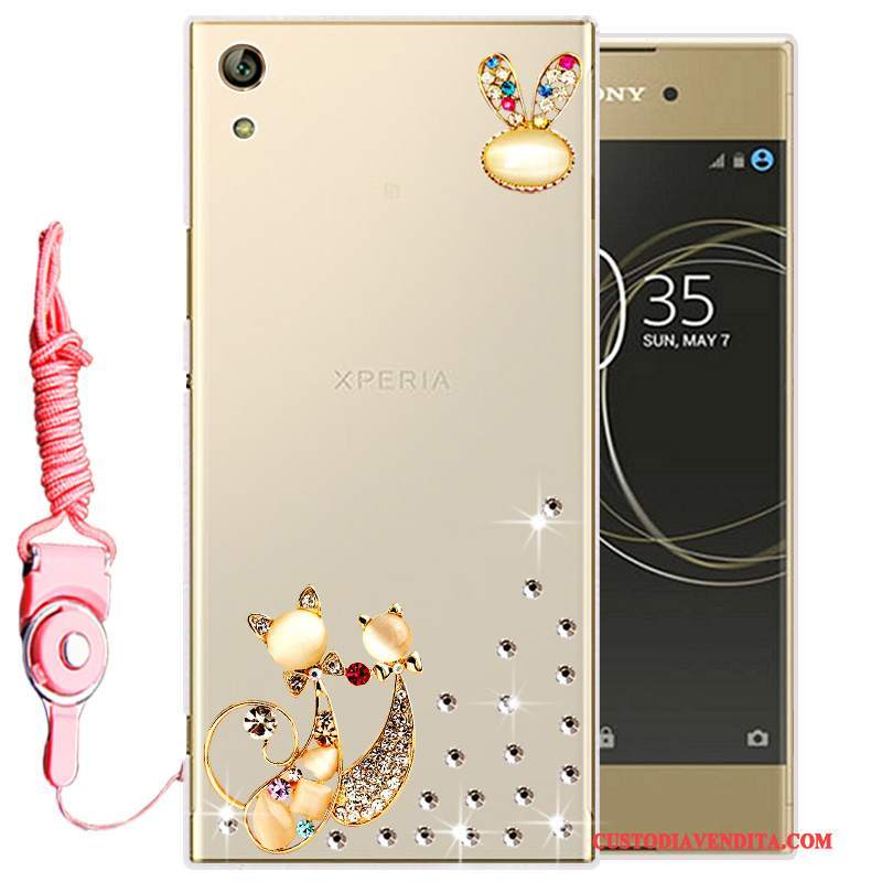 Custodia Sony Xperia L1 Silicone Morbidotelefono, Cover Sony Xperia L1 Strass Oro