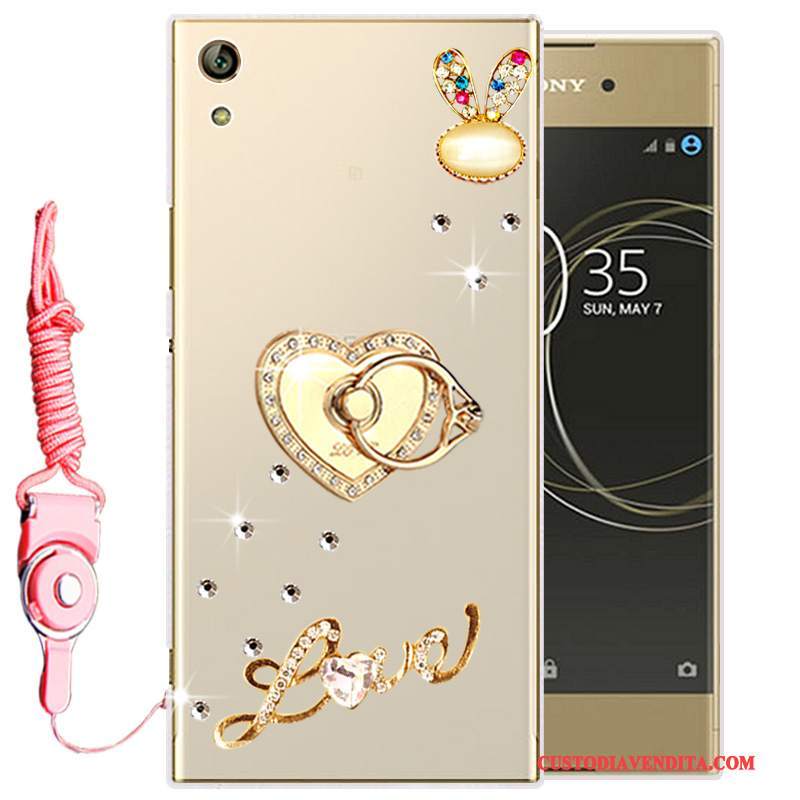 Custodia Sony Xperia L1 Silicone Morbidotelefono, Cover Sony Xperia L1 Strass Oro