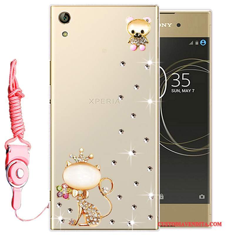 Custodia Sony Xperia L1 Silicone Morbidotelefono, Cover Sony Xperia L1 Strass Oro