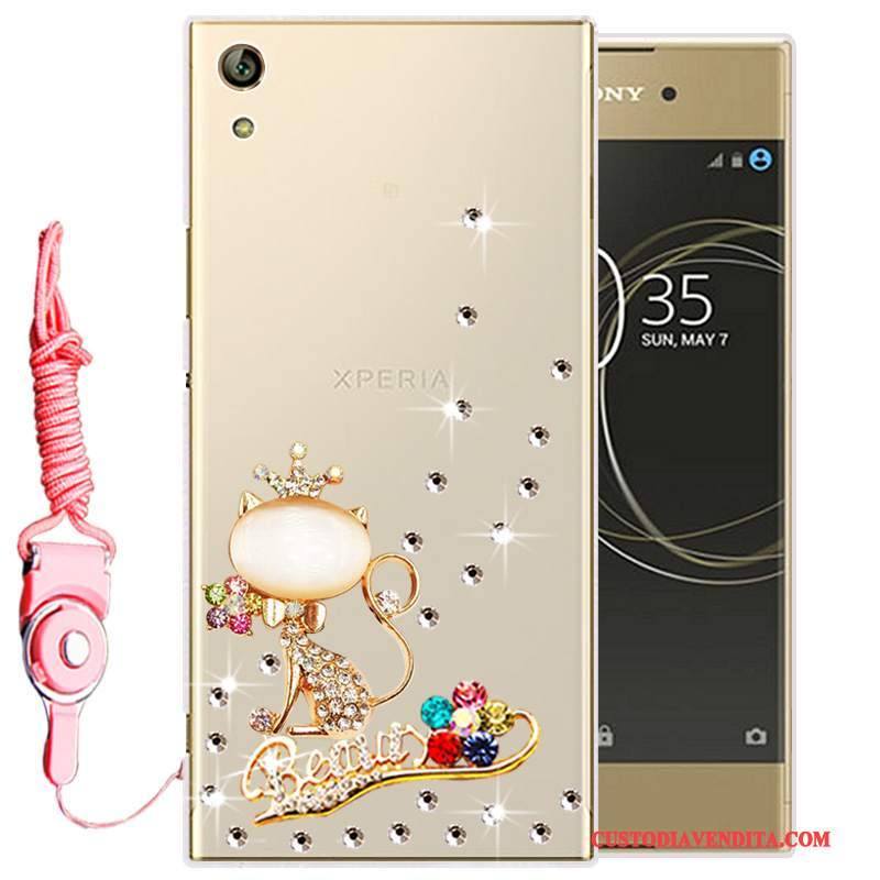 Custodia Sony Xperia L1 Silicone Morbidotelefono, Cover Sony Xperia L1 Strass Oro