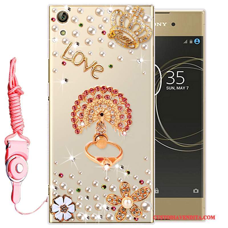 Custodia Sony Xperia L1 Silicone Morbidotelefono, Cover Sony Xperia L1 Strass Oro