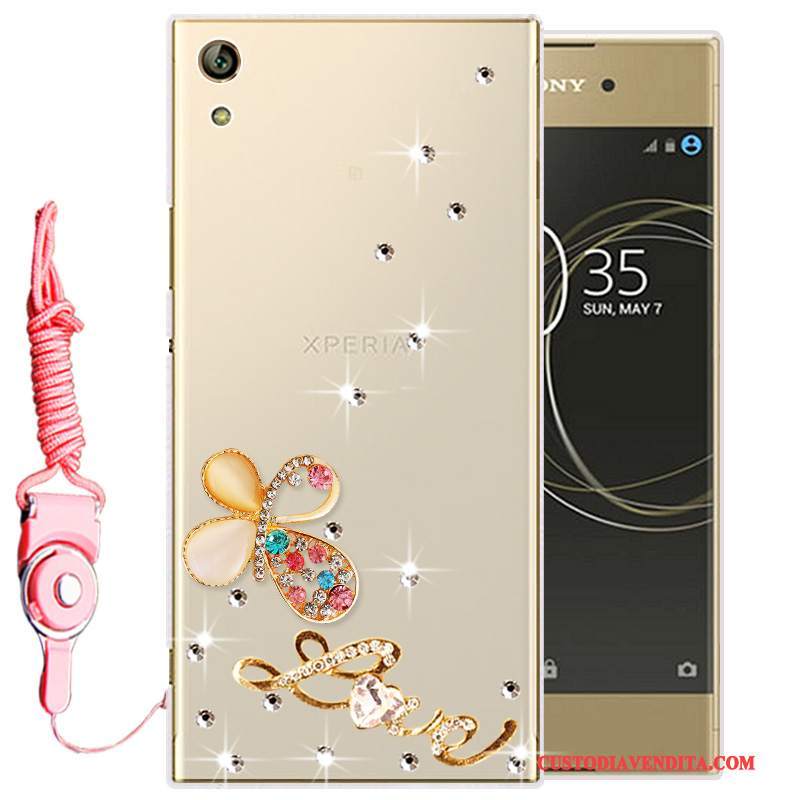 Custodia Sony Xperia L1 Silicone Morbidotelefono, Cover Sony Xperia L1 Strass Oro