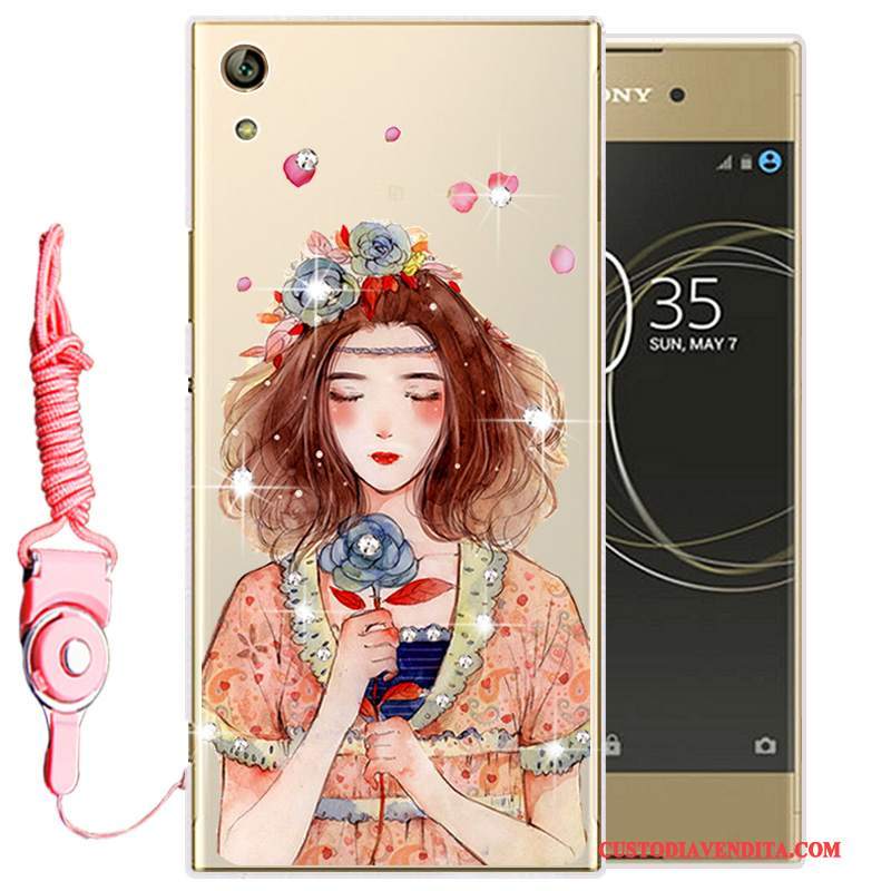 Custodia Sony Xperia L1 Silicone Morbidotelefono, Cover Sony Xperia L1 Strass Oro