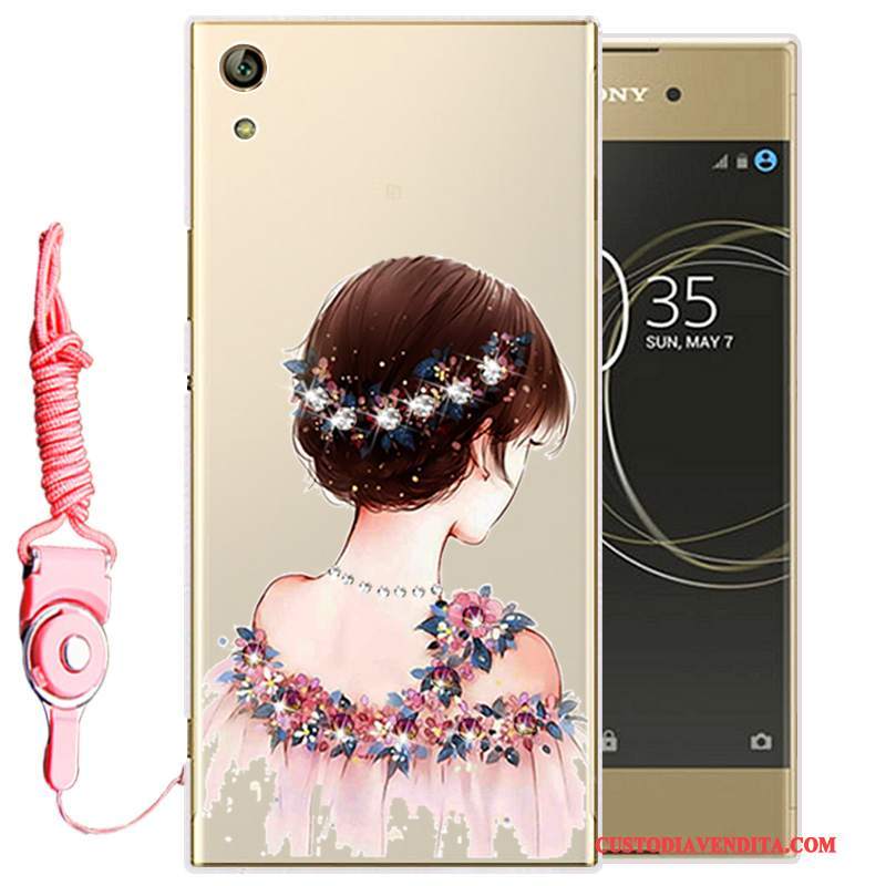 Custodia Sony Xperia L1 Silicone Morbidotelefono, Cover Sony Xperia L1 Strass Oro