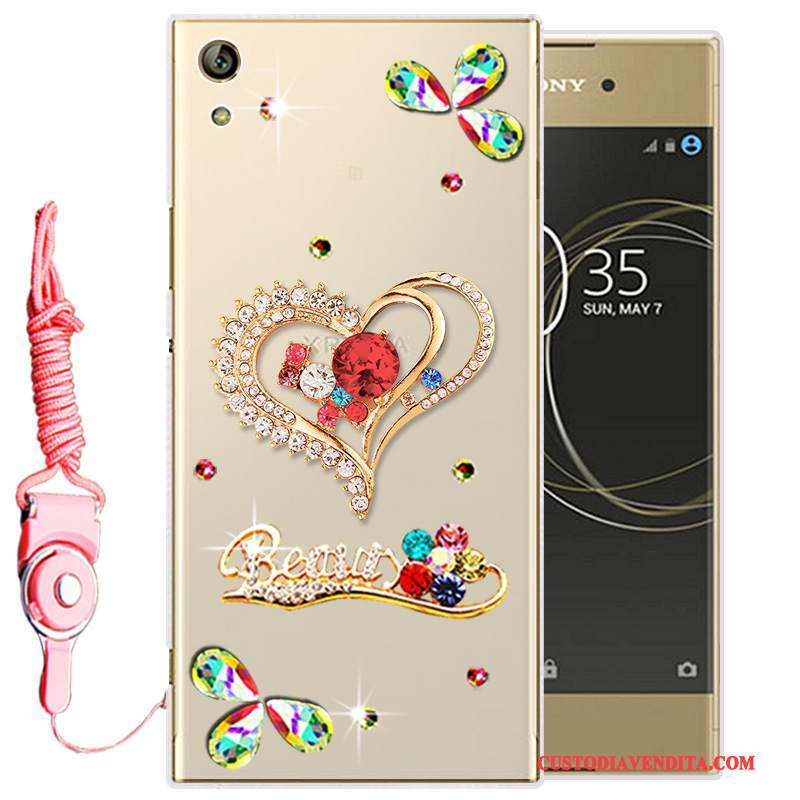 Custodia Sony Xperia L1 Silicone Morbidotelefono, Cover Sony Xperia L1 Strass Oro