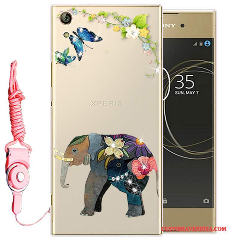 Custodia Sony Xperia L1 Silicone Morbidotelefono, Cover Sony Xperia L1 Strass Oro