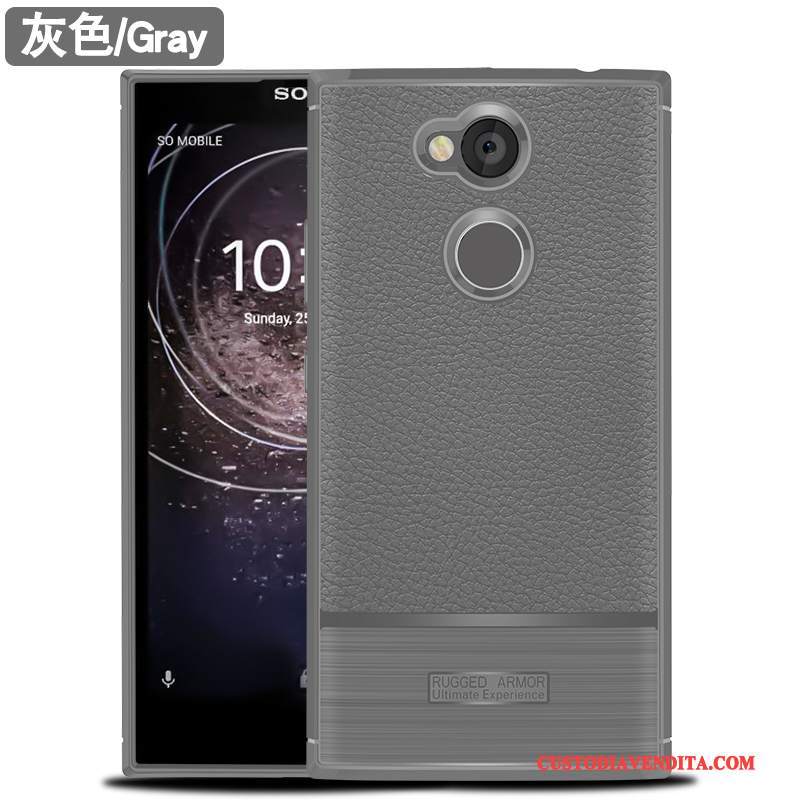 Custodia Sony Xperia L2 Silicone Grigio Morbido, Cover Sony Xperia L2 Protezione Anti-caduta Tutto Incluso