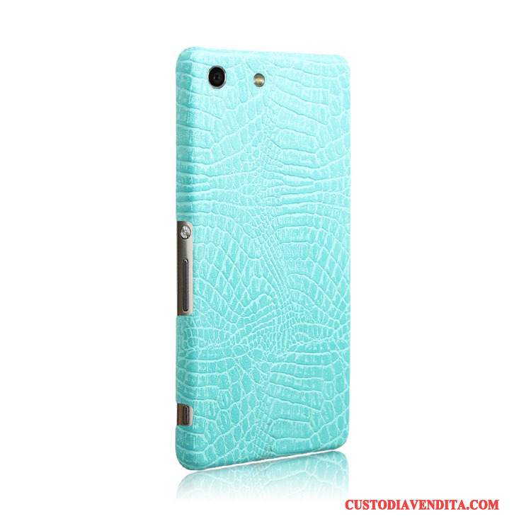 Custodia Sony Xperia M5 Dual Pelle Telefono Nuovo, Cover Sony Xperia M5 Dual Protezione Blu Chiaro Modello Coccodrillo