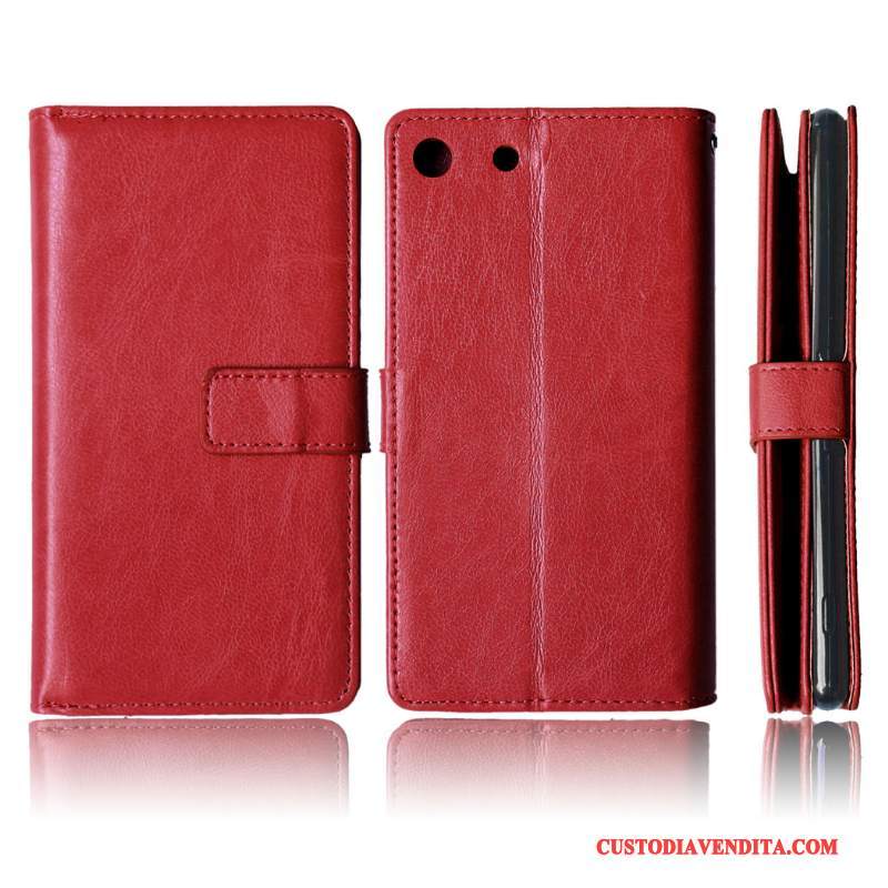 Custodia Sony Xperia M5 Dual Protezione Rosso Anti-caduta, Cover Sony Xperia M5 Dual Pelle Telefono Carta