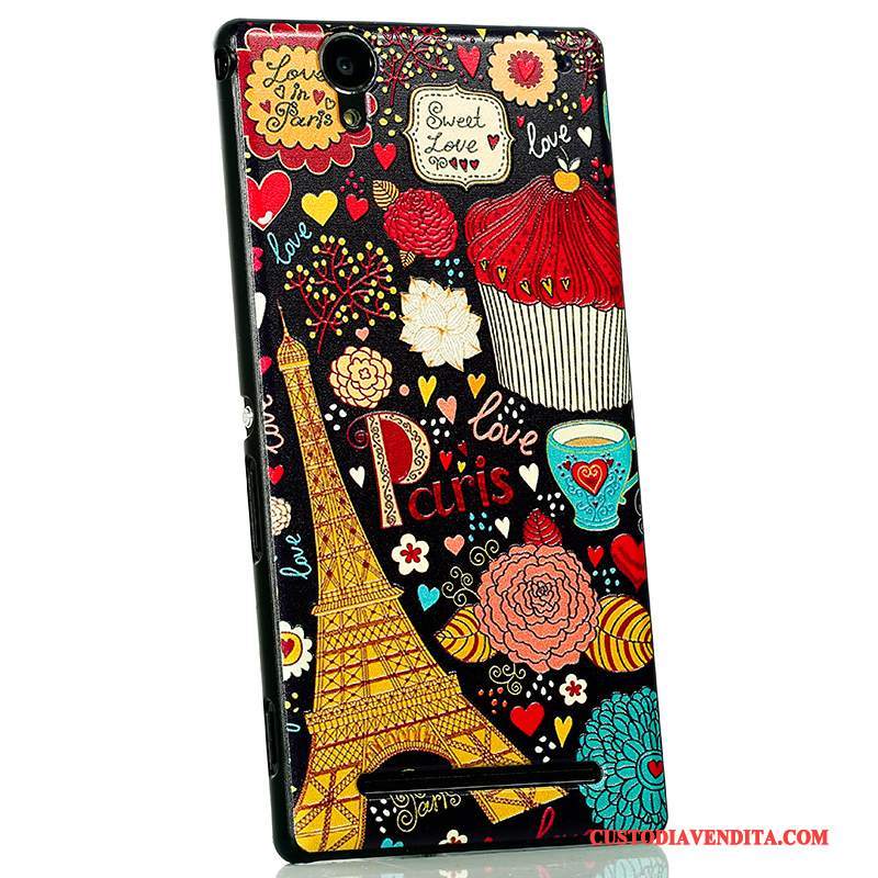 Custodia Sony Xperia T2 Colore Telefono Macchiati, Cover Sony Xperia T2 Protezione Nero Nuovo