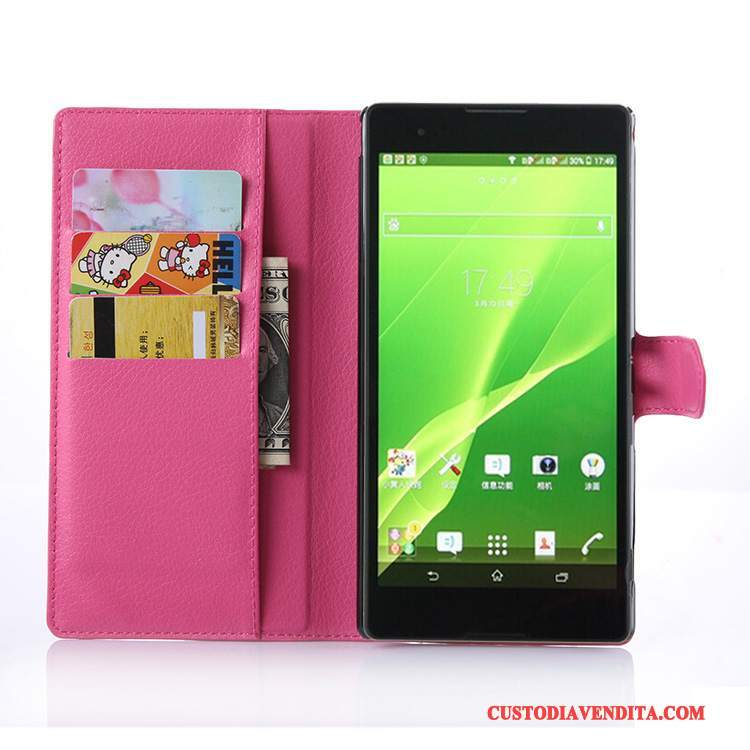 Custodia Sony Xperia T2 Protezione Telefono Rosa, Cover Sony Xperia T2 Pelle Carta