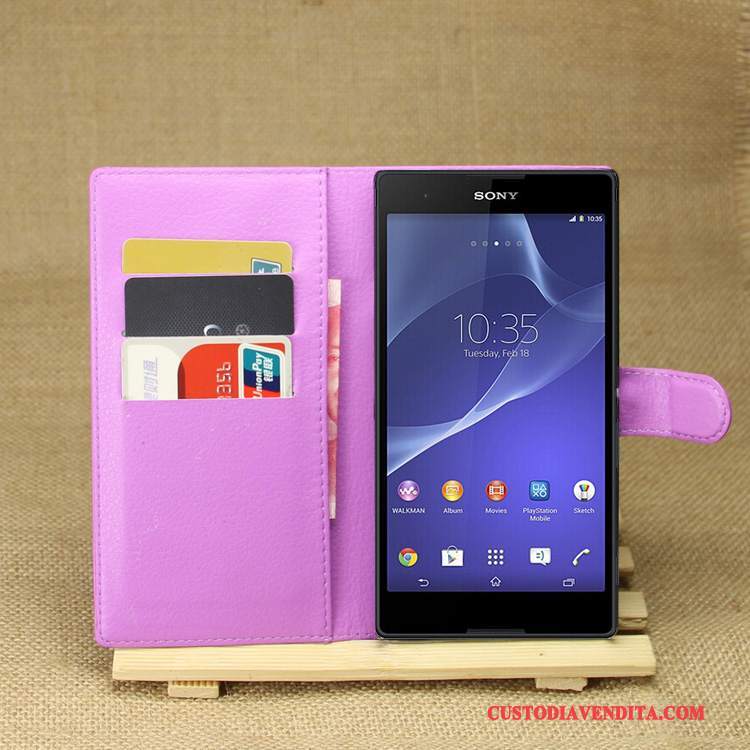 Custodia Sony Xperia T3 Pelle Porporatelefono, Cover Sony Xperia T3 Protezione