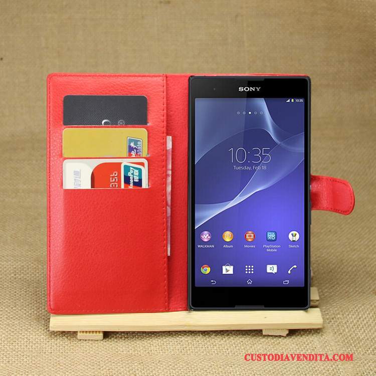 Custodia Sony Xperia T3 Pelle Porporatelefono, Cover Sony Xperia T3 Protezione