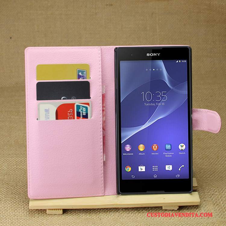 Custodia Sony Xperia T3 Pelle Porporatelefono, Cover Sony Xperia T3 Protezione