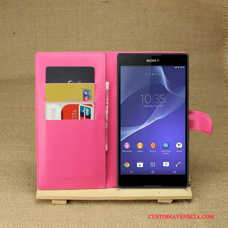 Custodia Sony Xperia T3 Pelle Porporatelefono, Cover Sony Xperia T3 Protezione