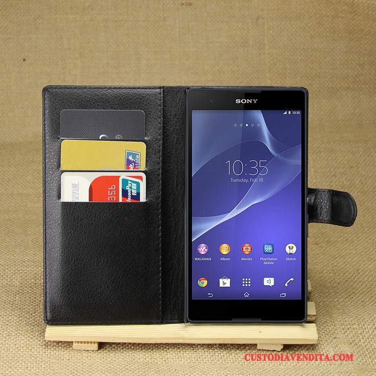 Custodia Sony Xperia T3 Pelle Porporatelefono, Cover Sony Xperia T3 Protezione