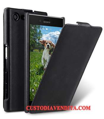 Custodia Sony Xperia X Compact Folio Nerotelefono, Cover Sony Xperia X Compact Pelle