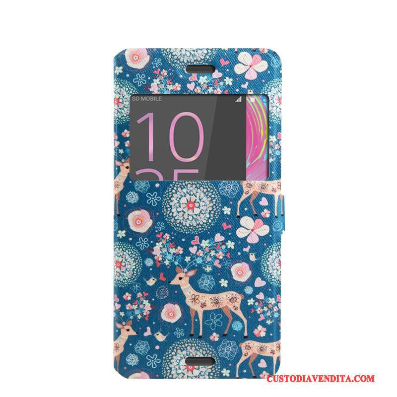 Custodia Sony Xperia X Performance Folio Telefono Tendenza, Cover Sony Xperia X Performance Cartone Animato Finestra Aperta Supporto