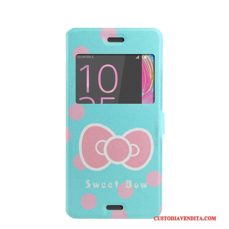 Custodia Sony Xperia X Performance Folio Telefono Tendenza, Cover Sony Xperia X Performance Cartone Animato Finestra Aperta Supporto