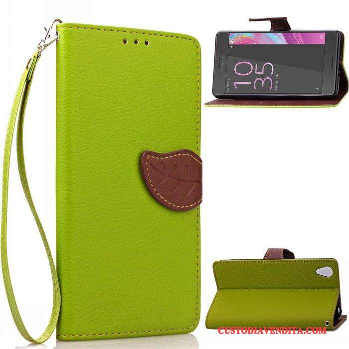 Custodia Sony Xperia X Performance Portafoglio Fibbiatelefono, Cover Sony Xperia X Performance Verde Foglia