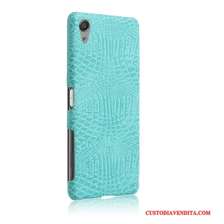 Custodia Sony Xperia X Performance Vintage Blu Modello Coccodrillo, Cover Sony Xperia X Performance Protezione Pertelefono