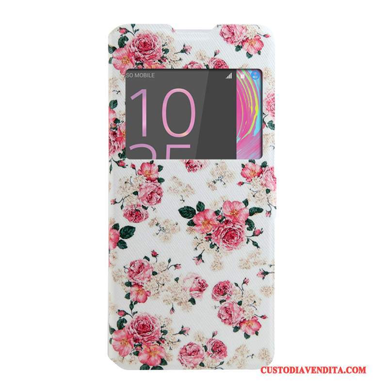 Custodia Sony Xperia Xa Folio Finestre Rosa, Cover Sony Xperia Xa Colore