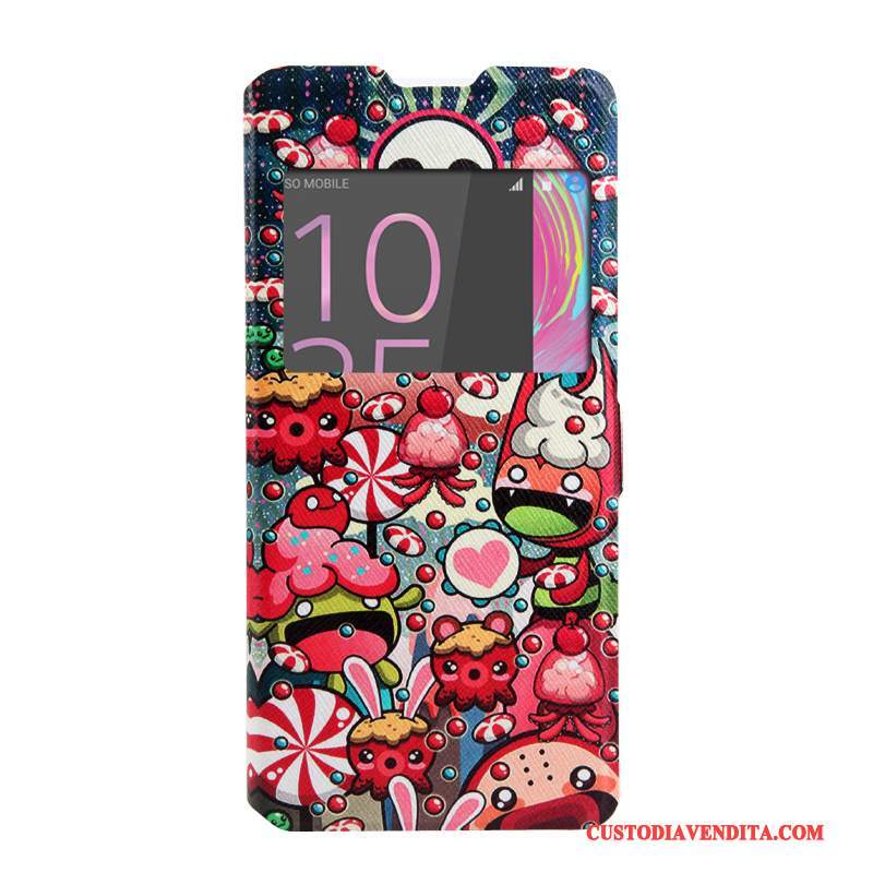 Custodia Sony Xperia Xa Folio Finestre Rosa, Cover Sony Xperia Xa Colore