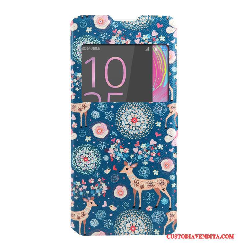 Custodia Sony Xperia Xa Folio Finestre Rosa, Cover Sony Xperia Xa Colore