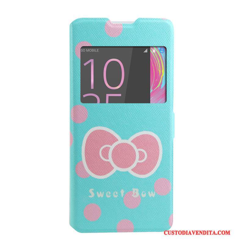 Custodia Sony Xperia Xa Folio Finestre Rosa, Cover Sony Xperia Xa Colore