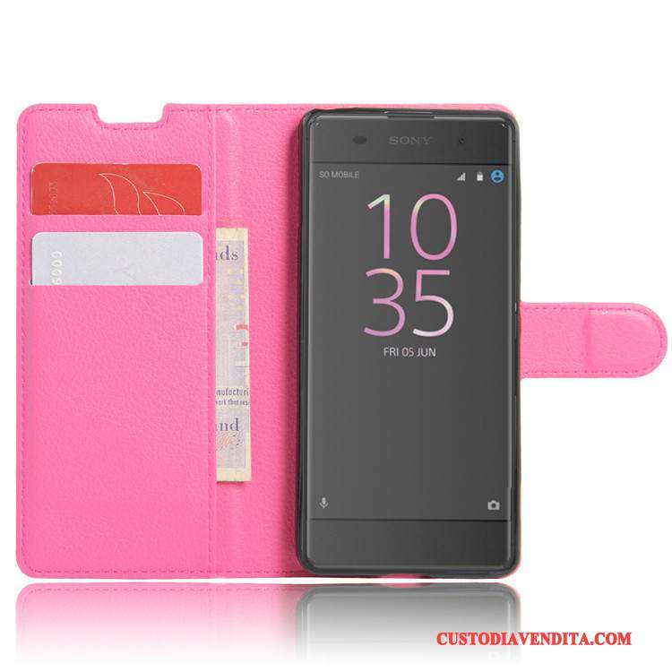 Custodia Sony Xperia Xa Pelle Telefono Rosso, Cover Sony Xperia Xa Portafoglio Carta