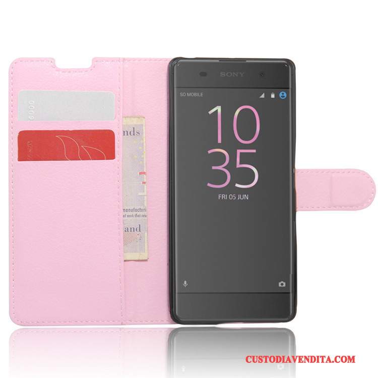 Custodia Sony Xperia Xa Pelle Telefono Rosso, Cover Sony Xperia Xa Portafoglio Carta