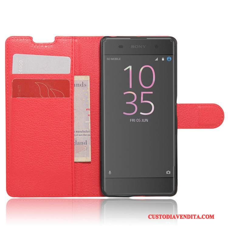 Custodia Sony Xperia Xa Pelle Telefono Rosso, Cover Sony Xperia Xa Portafoglio Carta