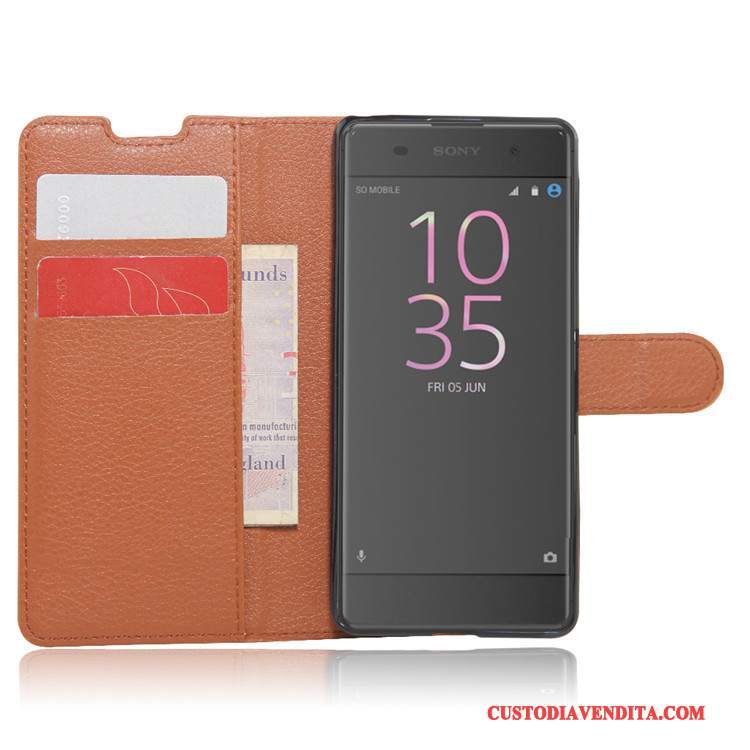 Custodia Sony Xperia Xa Pelle Telefono Rosso, Cover Sony Xperia Xa Portafoglio Carta