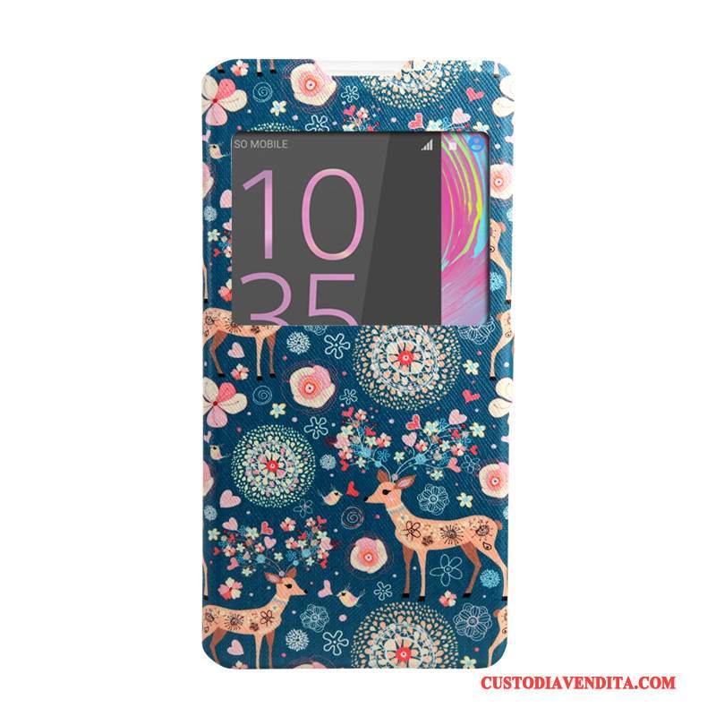 Custodia Sony Xperia Xa Ultra Pelle Finestre Rosa, Cover Sony Xperia Xa Ultra Colore