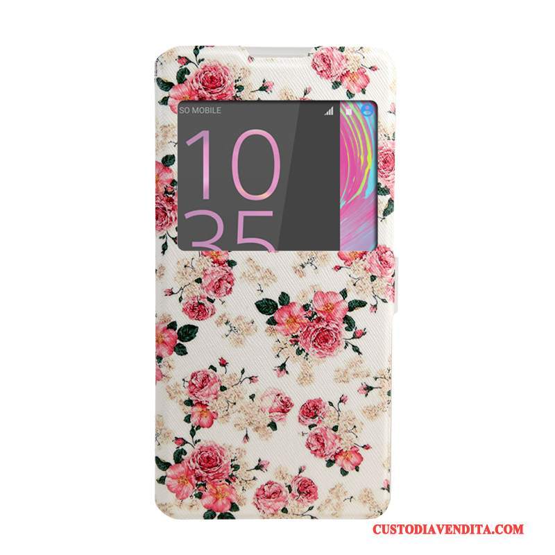 Custodia Sony Xperia Xa Ultra Pelle Finestre Rosa, Cover Sony Xperia Xa Ultra Colore