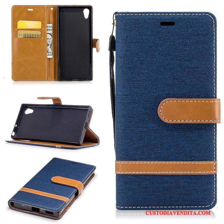 Custodia Sony Xperia Xa1 Folio Supporto Carta, Cover Sony Xperia Xa1 Silicone Porporatelefono