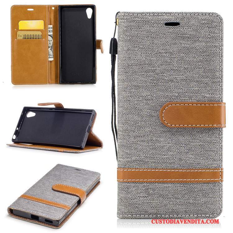 Custodia Sony Xperia Xa1 Folio Supporto Carta, Cover Sony Xperia Xa1 Silicone Porporatelefono