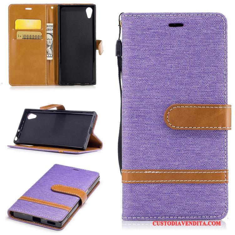 Custodia Sony Xperia Xa1 Folio Supporto Carta, Cover Sony Xperia Xa1 Silicone Porporatelefono