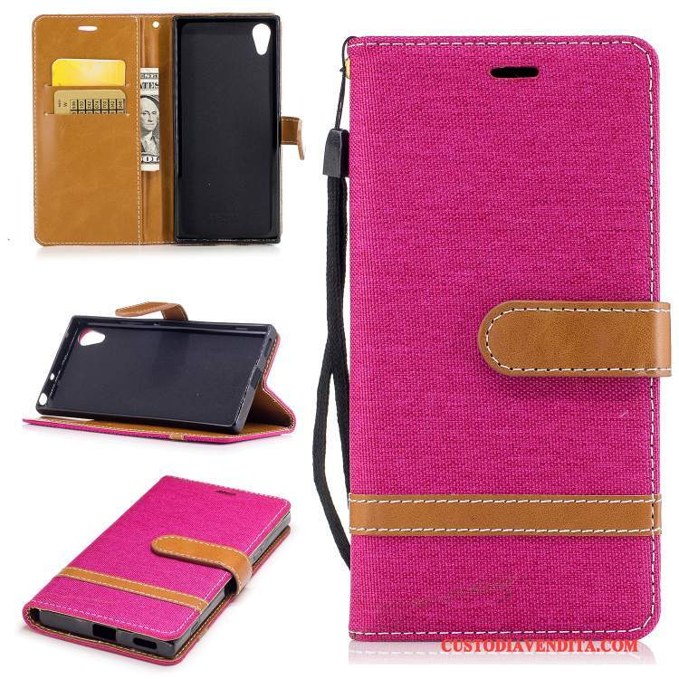 Custodia Sony Xperia Xa1 Folio Supporto Carta, Cover Sony Xperia Xa1 Silicone Porporatelefono