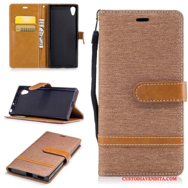 Custodia Sony Xperia Xa1 Folio Supporto Carta, Cover Sony Xperia Xa1 Silicone Porporatelefono