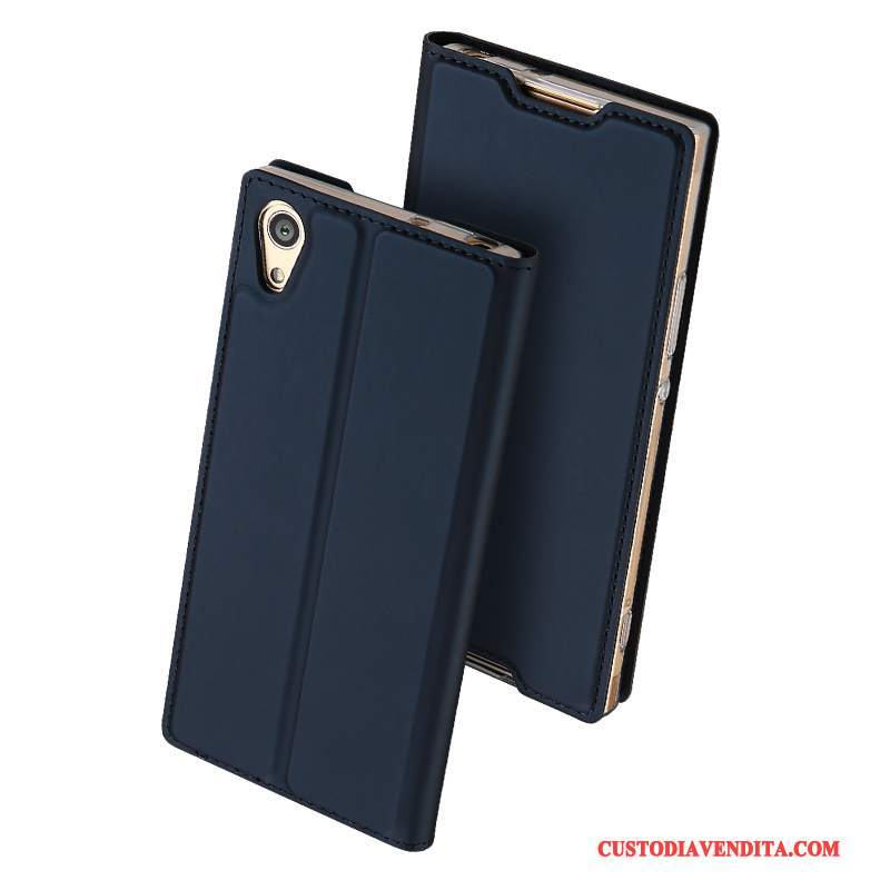 Custodia Sony Xperia Xa1 Pelle Oro Affari, Cover Sony Xperia Xa1 Folio Anti-caduta