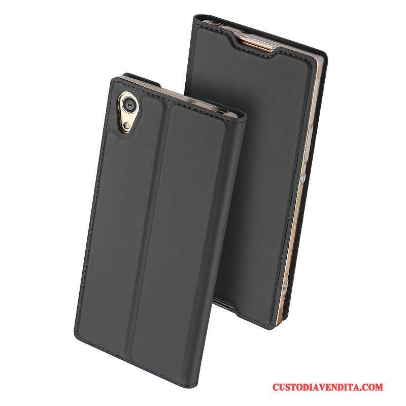 Custodia Sony Xperia Xa1 Pelle Oro Affari, Cover Sony Xperia Xa1 Folio Anti-caduta