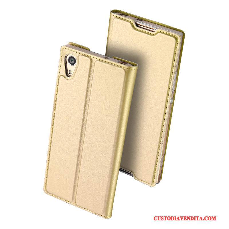 Custodia Sony Xperia Xa1 Pelle Oro Affari, Cover Sony Xperia Xa1 Folio Anti-caduta