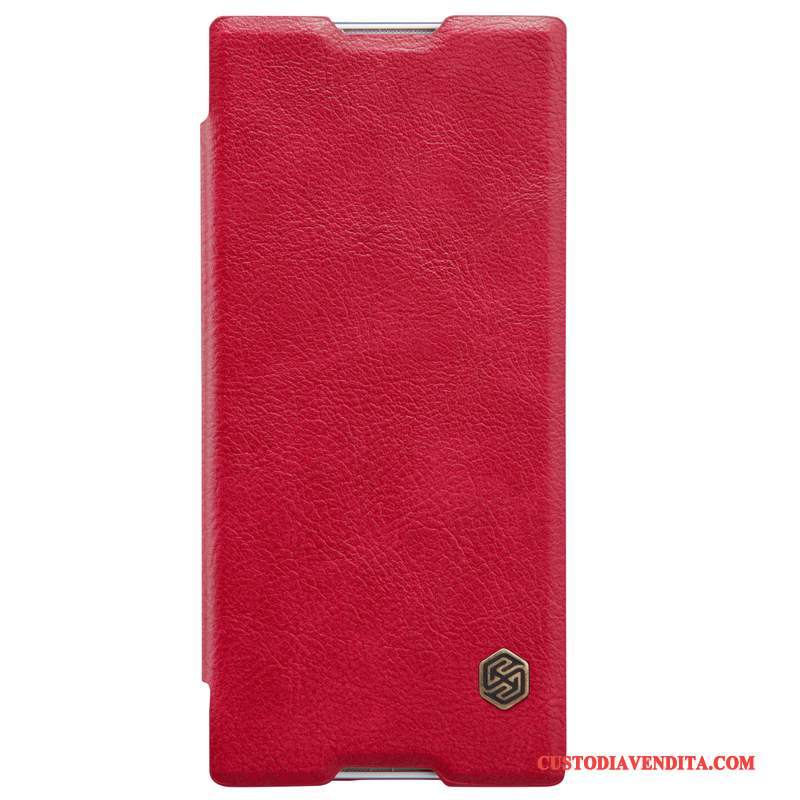 Custodia Sony Xperia Xa1 Pelle Oro Rosso, Cover Sony Xperia Xa1 Protezione Anti-cadutatelefono