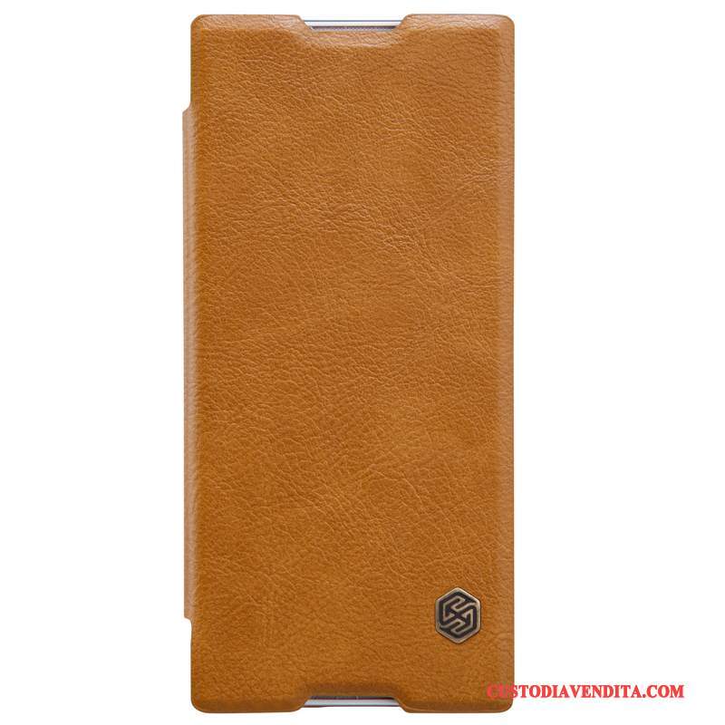 Custodia Sony Xperia Xa1 Pelle Oro Rosso, Cover Sony Xperia Xa1 Protezione Anti-cadutatelefono